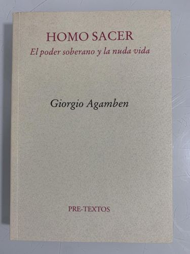 Portada del libro de HOMO SACER. El poder soberano y la nuda vida