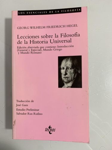Portada del libro de LECCIONES SOBRE LA FILOSOFÍA DE LA HISTORIA UNIVERSAL 