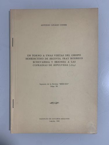 Portada del libro de EN TORNO A UNAS VISITAS DEL OBISPO BENEDICTO DE SEGOVIA, FRAY RODRIGO ECHEVARRÍA Y BRIONES, A LAS COFRADÍAS...