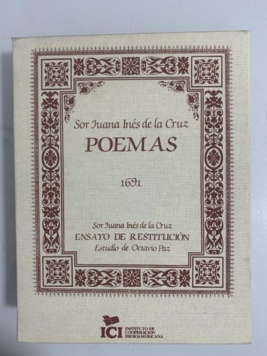 Portada del libro de SOR JUANA INÉS DE LA CRUZ - POEMAS 1691  - ENSAYO DE RESTITUCIÓN (2 tomos)