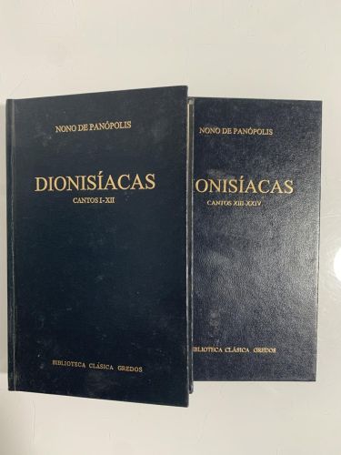 Portada del libro de DIONISÍACAS (2 tomos: Cantos I-XII y Cantos XIII-XXIV)