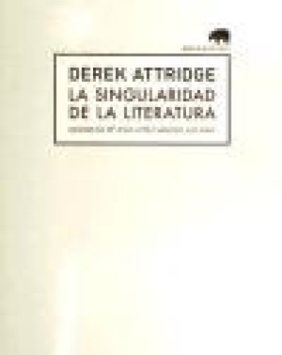 Portada del libro de La singularidad de la literatura