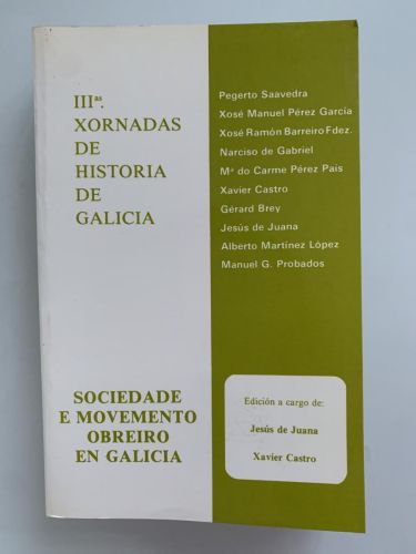 Portada del libro de III XORNADAS DE HISTORIA DE GALICIA. Sociedade e movento obreiro en Galicia