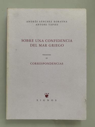 Portada del libro de SOBRE UNA CONFIDENCIA DEL MAR GRIEGO