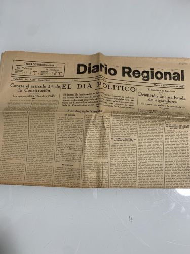 DIARIO REGIONAL. Valladolid. Miércoles 3 de Noviembre de 1931. Núm. 7643
