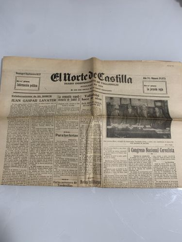 EL NORTE DE CASTILLA. Valladolid. Domingo 4 de Septiembre de 1927. Núm. 31973