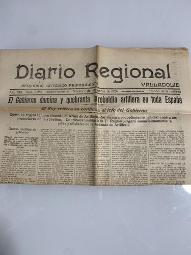 DIARIO REGIONAL. Valladolid. Martes 7 de Septiembre de 1926. Núm. 6251
