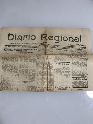 DIARIO REGIONAL. Valladolid. Miércoles 8 de Septiembre de 1926. Núm. 6252