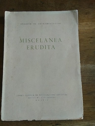 Portada del libro de MISCELANEA ERUDITA. SERIE PRIMERA