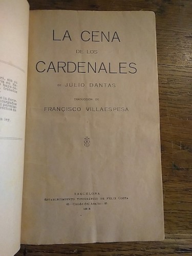 Portada del libro de LA CENA DE LOS CARDENALES