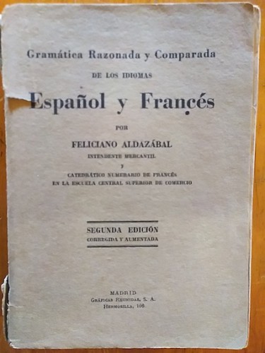 Portada del libro de GRAMÁTICA RAZONADA Y COMPARADA DE LOS IDIOMAS ESPAÑOL Y FRANCÉS