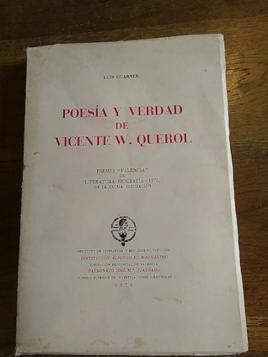 Portada del libro de POESÍA Y VERDAD DE VICENTE W. QUEROL