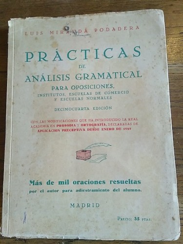 Portada del libro de PRÁCTICAS DE ANÁLISIS GRAMATICAL PARA OPOSICIONES, INSTITUTOS, ESCUELAS DE COMERCIO Y ESCUELAS NORMALES